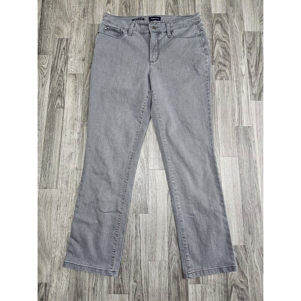 (3/$35) Charter Club Jeans Womens 10S Gray Lexington Straight Stretch‎ Pants
